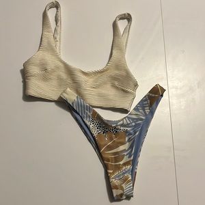 H&M Tank Bikini Top and Aerie Tropical Bikini Bottom Set XS/XXS